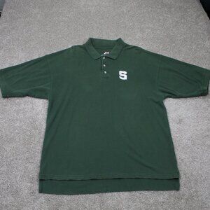Michigan State Pro Player Polo Shirt Adult 2XL XXL Green Vintage S/S‎ Pullover